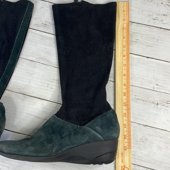 Rockport Waterproof Suede and Fabric Navy Blue and Black Knee High Wedge Boots - Picture 11 of 15